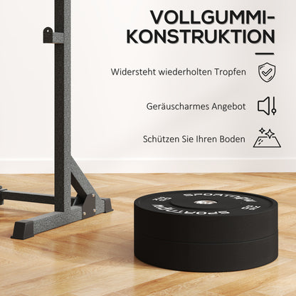 SPORTNOW Hantelscheiben-Set, 2 x 20 kg, olympischer Standard, Gummi, geräuscharm, Schwarz