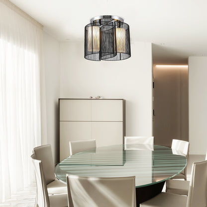 HOMCOM Deckenlampe Deckenleuchte 2-Flammig E27 Badlampe Modern Küchenlampe Lampe für Schlafzimmer, Badezimmer, Küche, Wohnzimmer Weiß Ø47,5 x 33 cm (Ohne Glühbirnen)