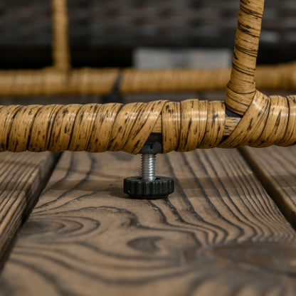 Outsunny 2er-Set Gartentische im Boho-Stil, wetterbeständig, stapelbar, 60 cm x 60 cm x 47 cm, Natur + dunkelgrau