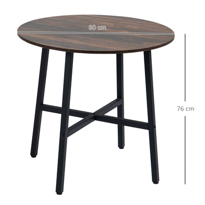 HOMCOM Esstisch Küchentisch, großer Tisch, Industriedesign, Rustikales Design, Φ80 x 76 cm, Braun