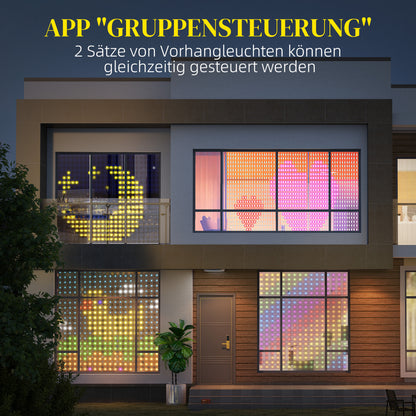 HOMCOM Vorhang mit 400 LED-Lichtern، Dynamische Lichterketten mit Musiksynchronisation für Schlafzimmer، Wohnzimmer، 3 x 3 م