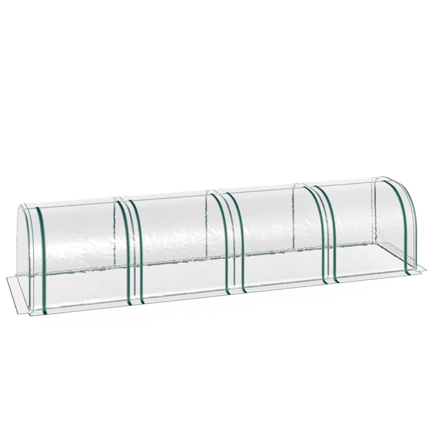 Outsunny Tunnelgewächshaus, 4 Fenster mit Reißverschluss, Stahlrahmen, robuste Plane, transparent, 395 x 100 x 80cm
