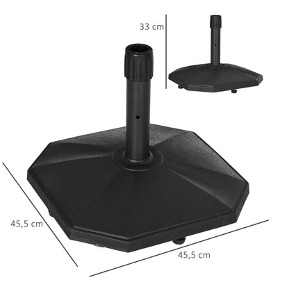 Outsunny Schirmständer, 18 kg, Zementfüllung, kompakte Form, Kunststoffgehäuse, schwarz, 45,5 x 45,5 x 33 cm