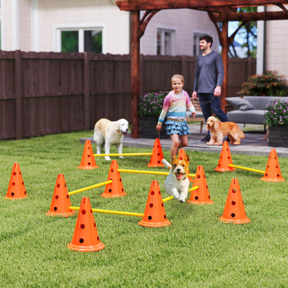 PawHut Agility Set Hunde 6-teiliges Agility-Ausrüstung für Hundetraining Steckhürdenset mit 12 Kegel 6 Hürden Tragetasche