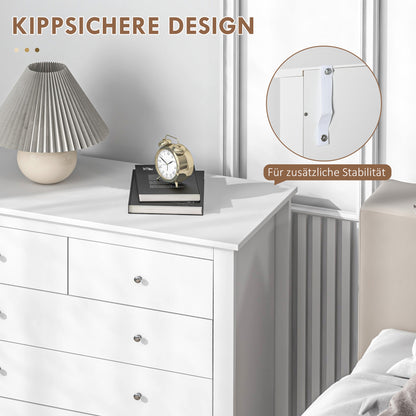 HOMCOM Kommode, Sideboard, leises Öffnen/Schließen, Kippschutz, 79 x 39,5 x 80,5 cm, Weiß