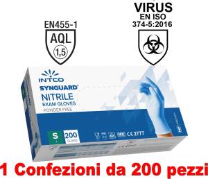 1Conf. da 200pz - Taglia S - Guanti in Nitrile Uso Medico Senza Polvere