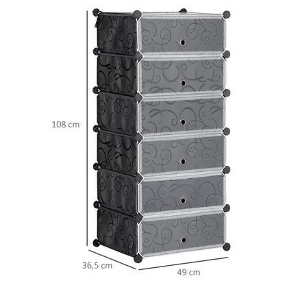 HOMCOM Modulares Regalsystem für 6 Paar Schuhe, 49 cm x 36,5 cm x 108 cm, Schwarz