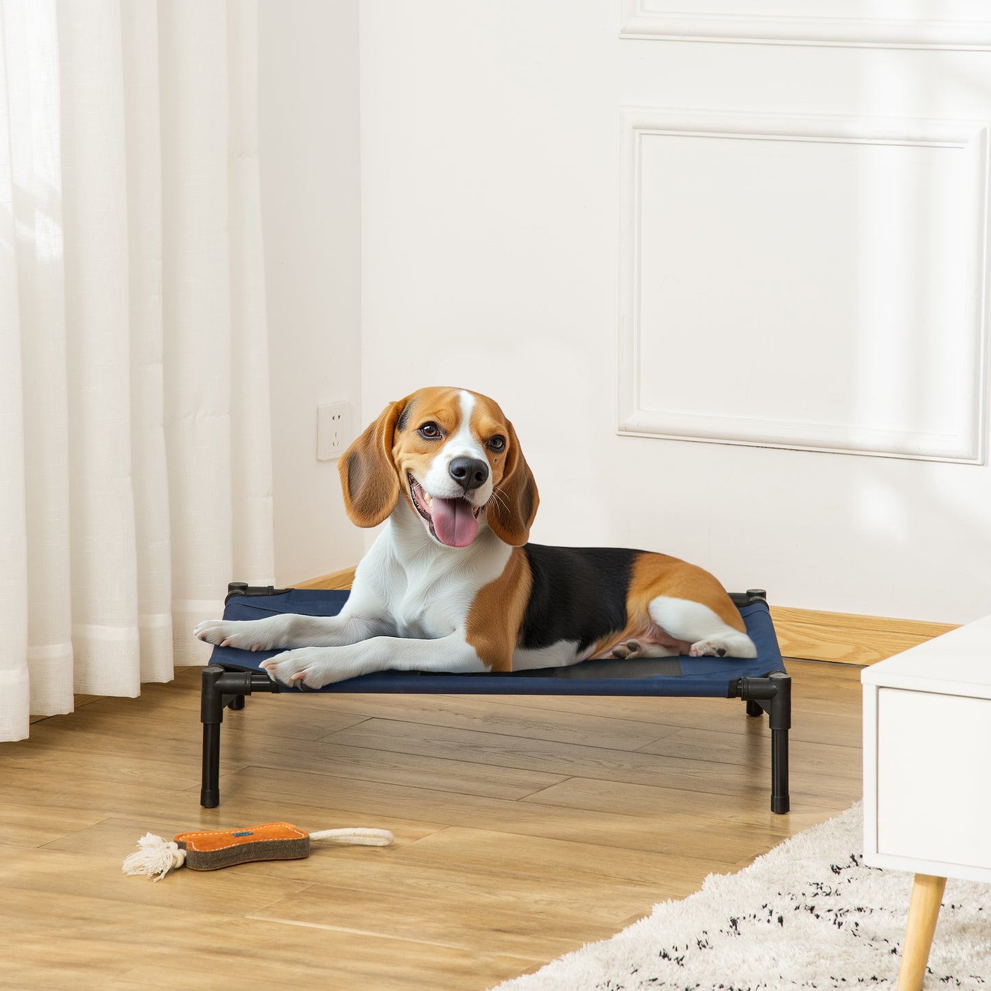 PawHut Hundebett Hundeliege Outdoor Katzenbett Haustierbett Schlafplatz Stahl 600D Oxford-Gewebe Blau 76 x 61 x 18 cm