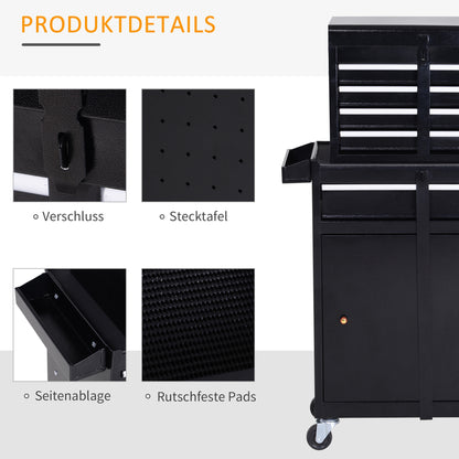 DURHAND Werkstattwagen Werkzeugschrank Werkzeugkasten mit 5 Schubladen 360°-Rollen Metall 60 x 28 x 104,5 سم