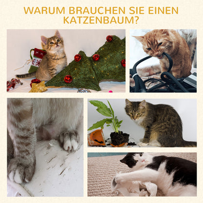 PawHut Kratzbaum 46 cm Kleiner Katzenturm mit Höhle, Spielball, Sisal-Seil, erhöhter Plattform, Katzenkratzbaum, Kletterbaum, für Katzen bis zu 4 kg, Dunkelgrau