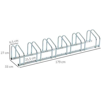 HOMCOM Fahrradständer für 6 Fahrräder wetterfest Wand- oder Bodenmontage Stahl 179 x 33 x 27cm