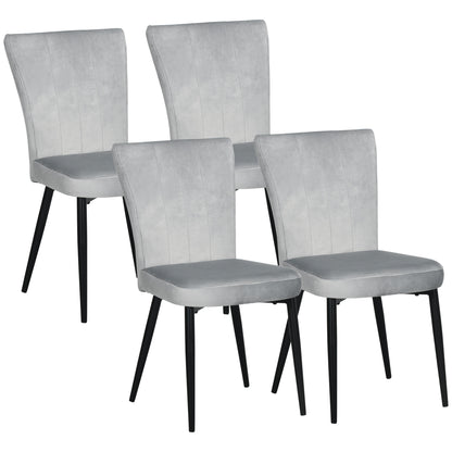 HOMCOM 4er-Set Esszimmerstühle، Akzentstühle für Kitchen and Esszimmer، Stuhlset، Velours-Optik، Hellgrau + Schwarz