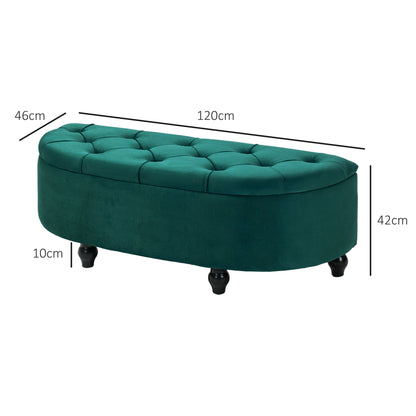 HOMCOM Hocker mit Stauraum, Sitztruhe, gepolstert, soft-close Deckel, Samtoptik, 120 x 46 x 42 cm, Dunkelgrau