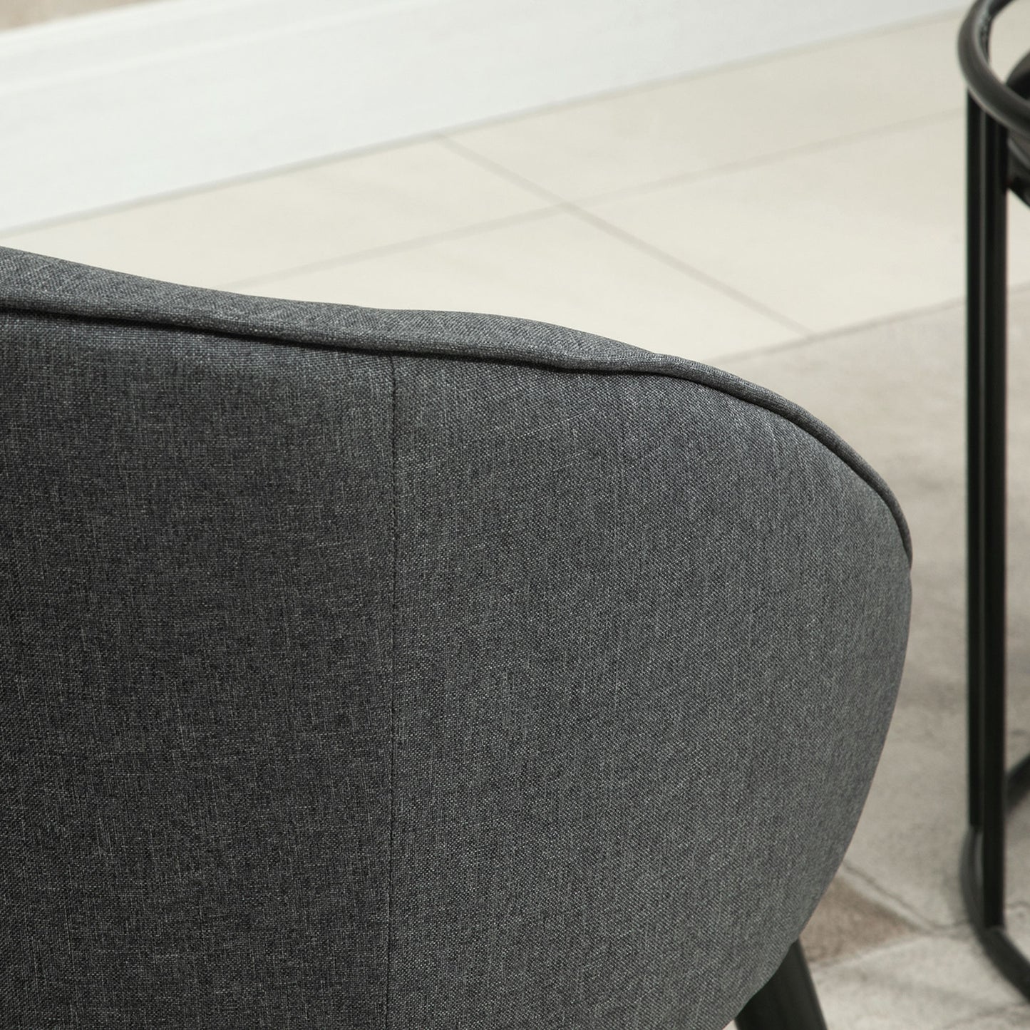HOMCOM Loungesessel Cocktailsessel bis 150 كجم، Leinen-Optik Holz Grau 71 × 65 × 75 سم