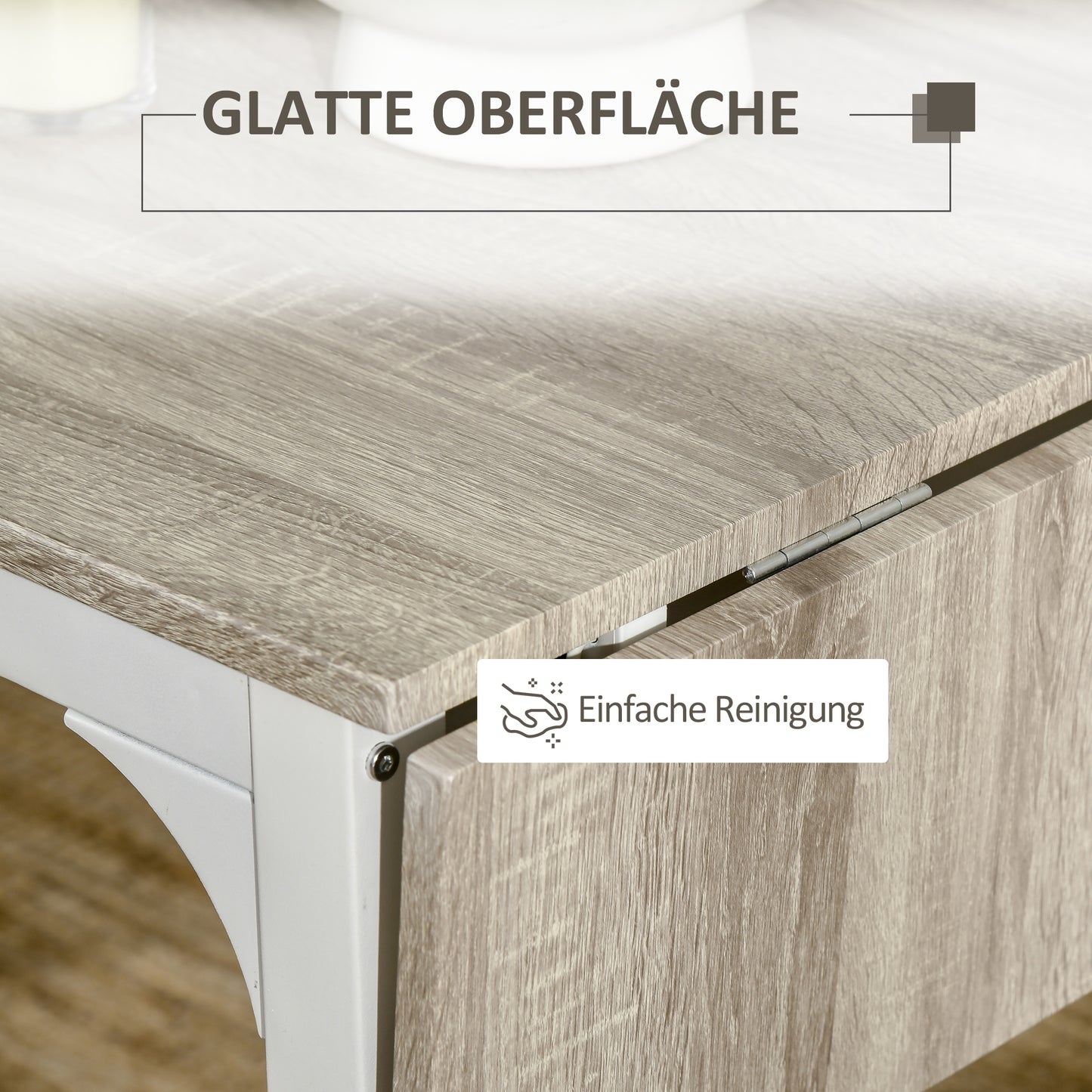 HOMCOM 2-teilige Sitzgruppe, Klappbarer Esstisch mit 2 Stühlen, Klapptisch, 110 cm x 70 cm x 75 cm, Weiß + Natur