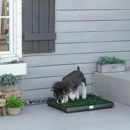PawHut Hundetoilette mit Gras 63 x 51 cm Hundeklo Waschbar Welpentoilette Welpenklo mit herausnehmbarer Schublade, Trainingsunterlage für Kleine Hunde Große Hunde
