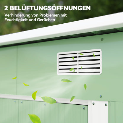 Outsunny Gerätehaus Metall 2,3 m² 207 x 130 x 182 cm Geräteschuppen mit Pultdach Fenster Bodenrahmen Grün