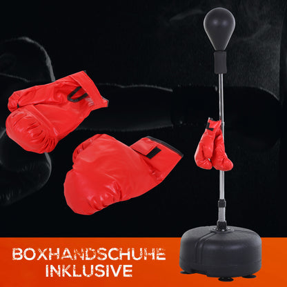 مجموعة HOMCOM Punchingball Set Standbox Training Set 136-154 cm höhenverstellbar mit 1 زوج Handschuhe Geeignet for Profis und Anfänger Black