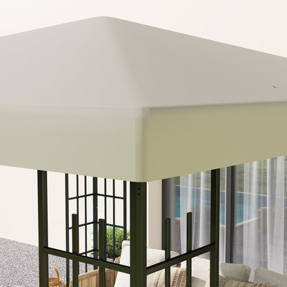 Outsunny 3 x 3 m Ersatzplane für Pavillon, Plane für Garten-Pavillon, mit Wasserablauföffnungen, UPF30+, Cremeweiß