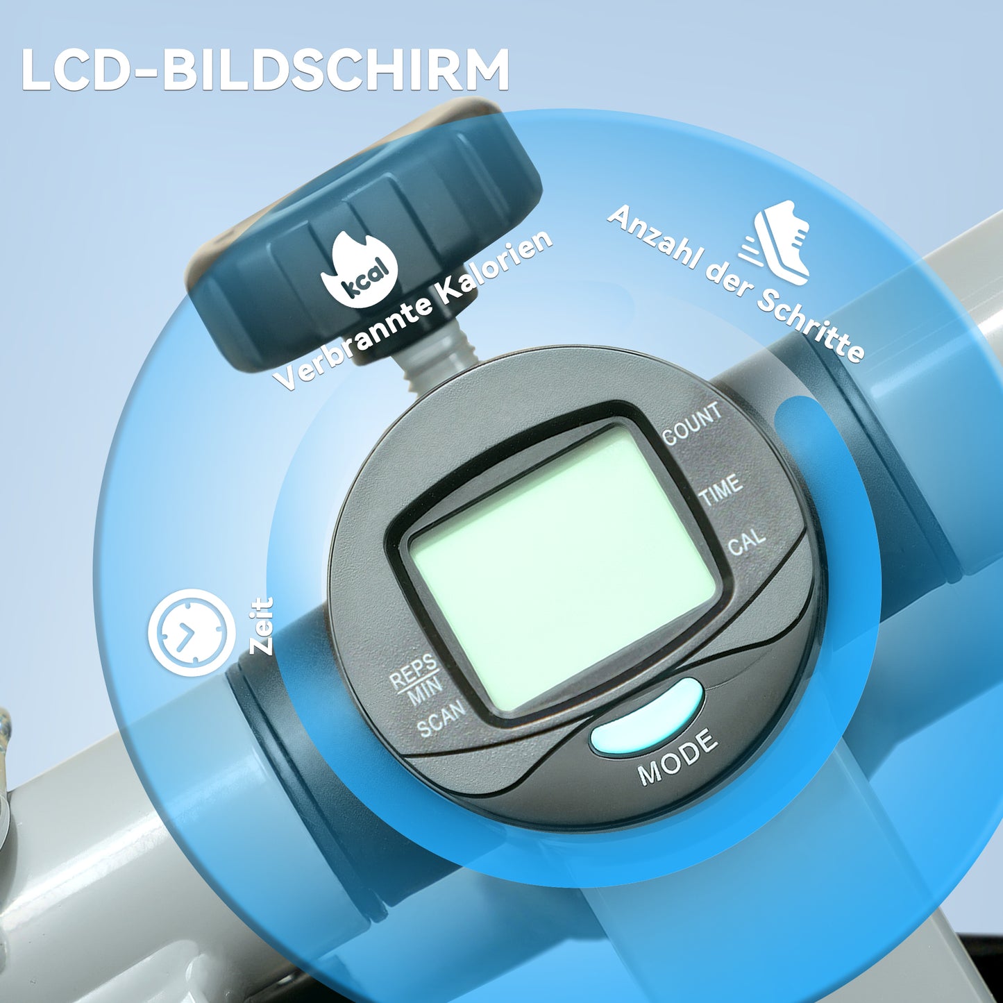 SPORTNOW 2 in 1 Mini-Stepper för Zuhause mit Power Ropes, LCD-Display Up-Down Swing Stepper 41 x 30,5 x 18,5 cm Grau