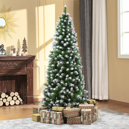 HOMCOM Künstlicher Weihnachtsbaum, 630 Zweige, 37 Zapfen, verschneite Spitzen, feuerfest, 180 cm