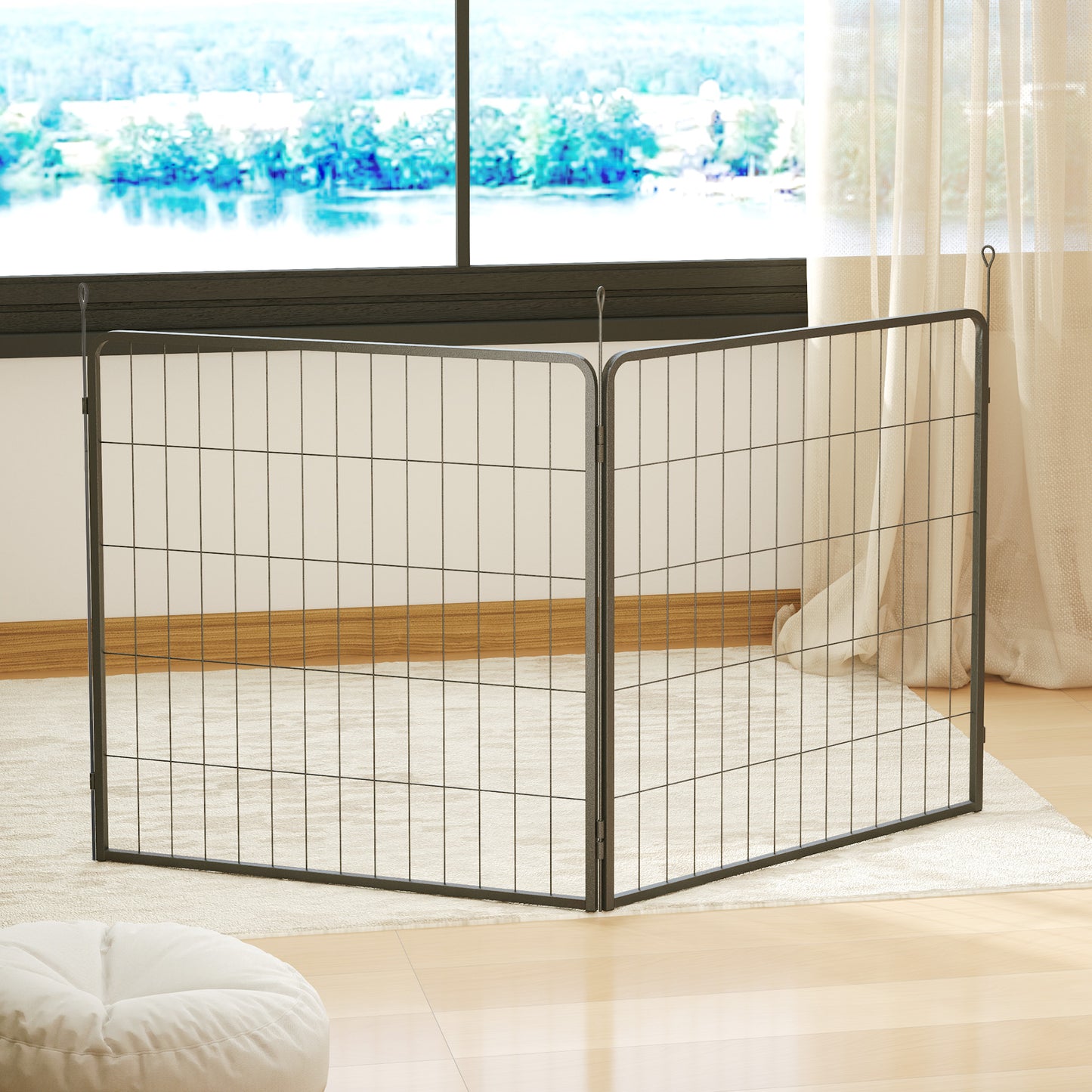 PawHut 2er-Set Erweiterung für Welpengehege، Hundezaun-Paneele، Haustierspielplatz، Welpenzaun aus Stahl، Grau