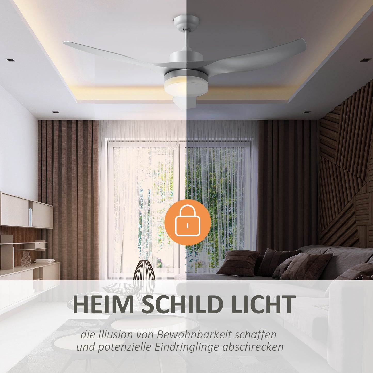 HOMCOM Deckenventilator mit LED-Licht, 2-in-1 Design, mit Timer, Fernbedienung, Deckenlampe mit Ventilator, Weiß