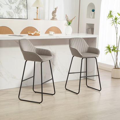 HOMCOM 2er-Set Barstühle، Barhocker mit Stoffbezug und Schaumstoffpolsterung، Polsterhocker mit Metallbeinen، Grau